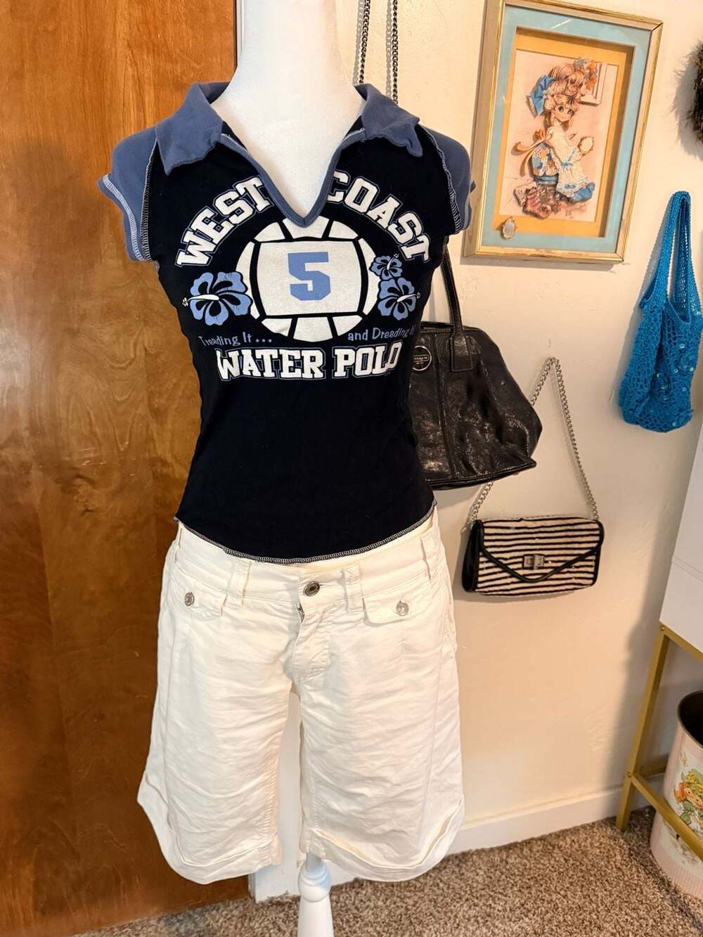 Vintage F.A.N.G Y2K West Coast Water Polo Colorblock Collared Top